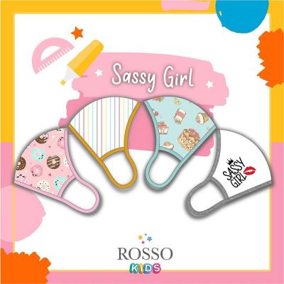 หน้ากากผ้าสะท้อนน้ำ สำหรับเด็กผู้หญิง ROSSO Water Repellency Kids Mask (Size S)